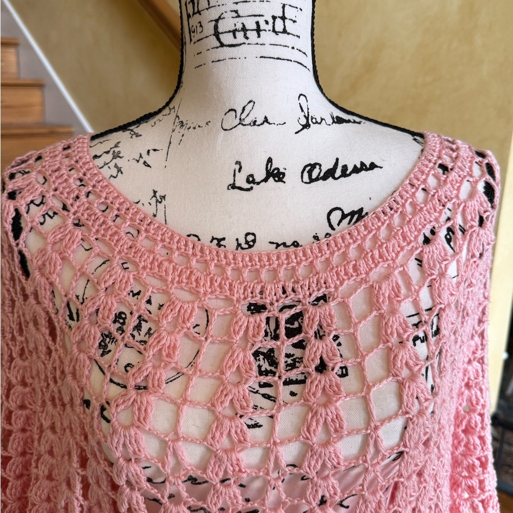 New Handmade! Pink Crochet Tunic Top